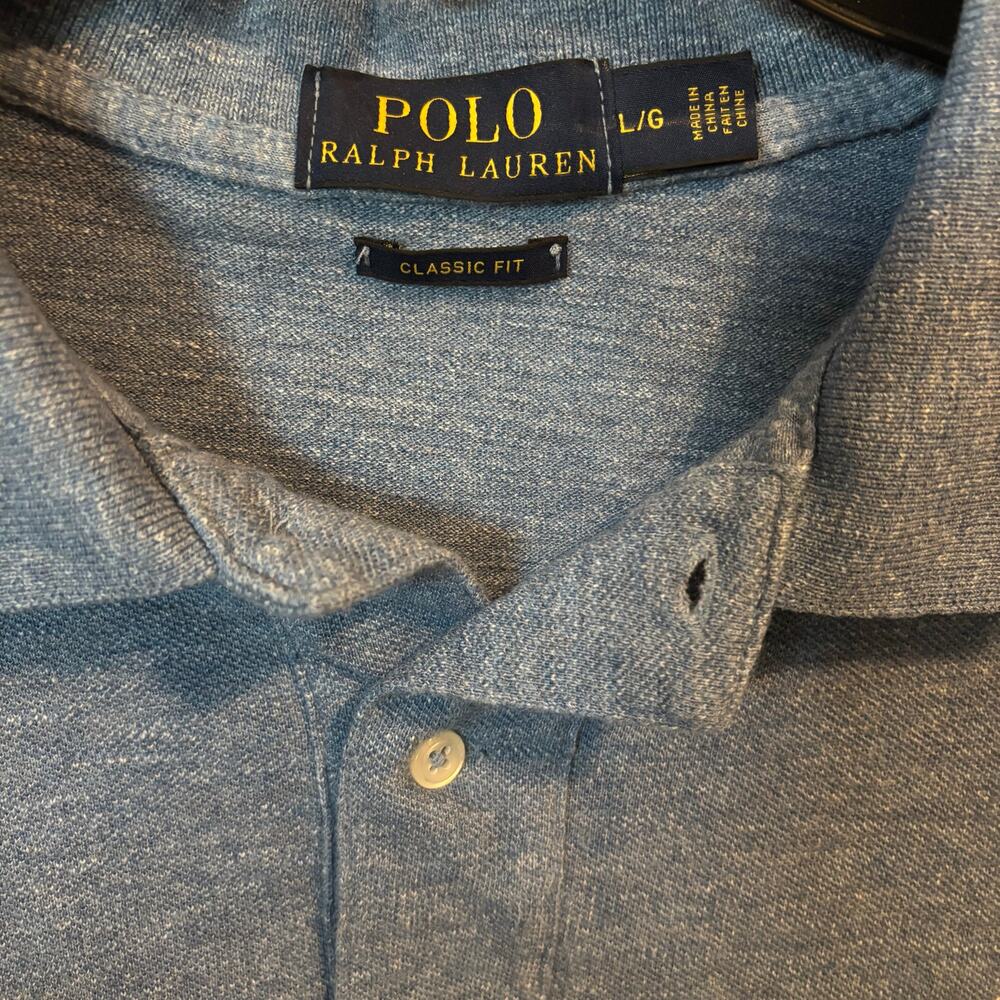 Ralph Lauren Polo Shirt Mens L Blue Classic Fit Pony Logo Cotton Short Sleeve - Picture 6 of 10